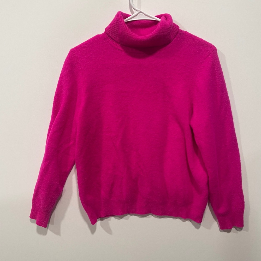 Charter Club Luxury Cashmere Turtleneck Sweater Bright Pink Petite
